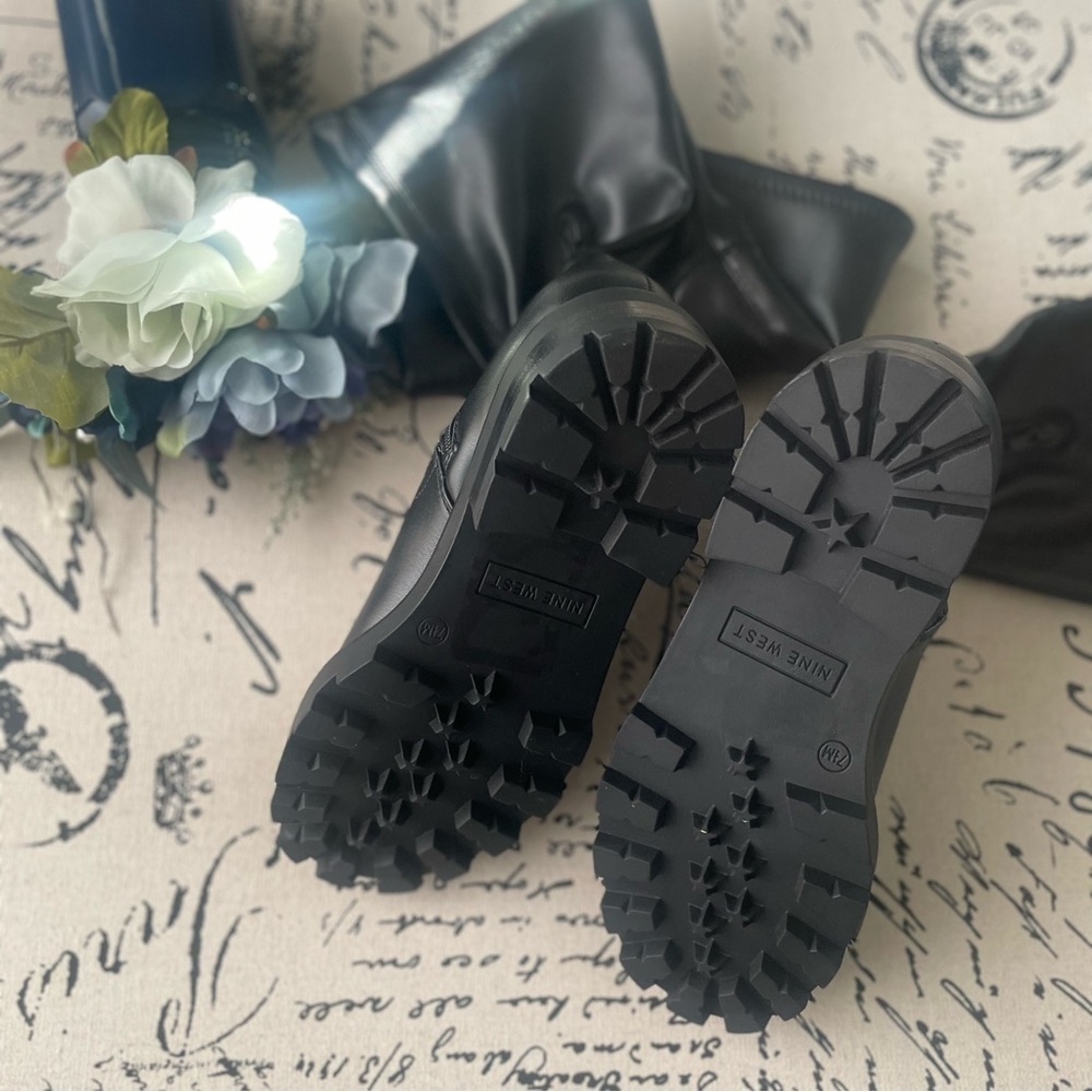 NWOT Nine West Nans Faux Leather Over-The-Knee OTK Pull-On Lug Sole Boot 7.5 - Picture 10 of 12